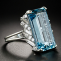 Krystalblå Vintage Ring