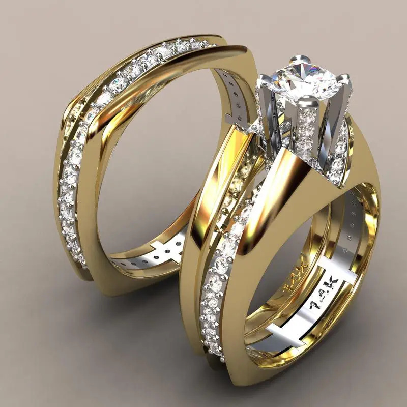Vintage Guld & Krystal Ring Sæt