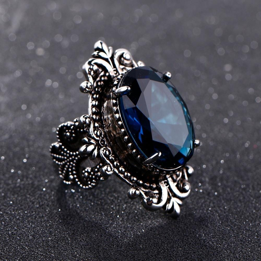 Mørkeblå Vintage Ring i Sølv