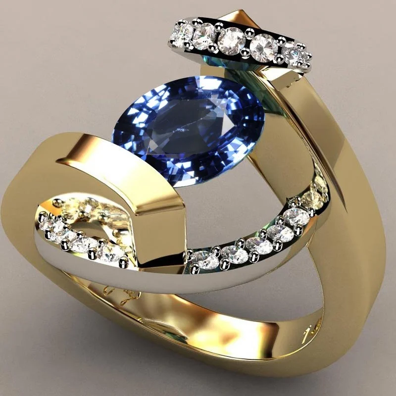 Vintage ring med blå zirkon