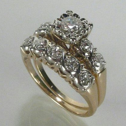 Vintage guld ring med glimmer