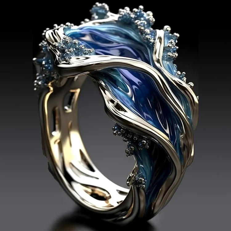 Vintage Gylden Ocean Bølge Ring