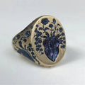 Vintage Blå Blomst Guld Ring