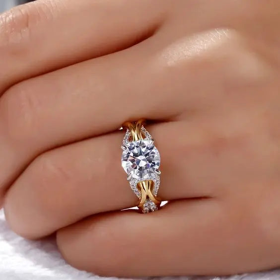 Vintage Guld og Sølv Krystal Ring