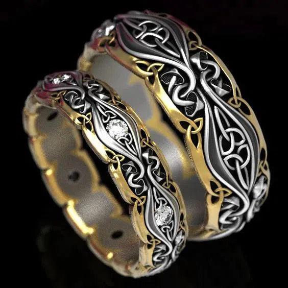 Vintage Par Guld & Sølv Ring