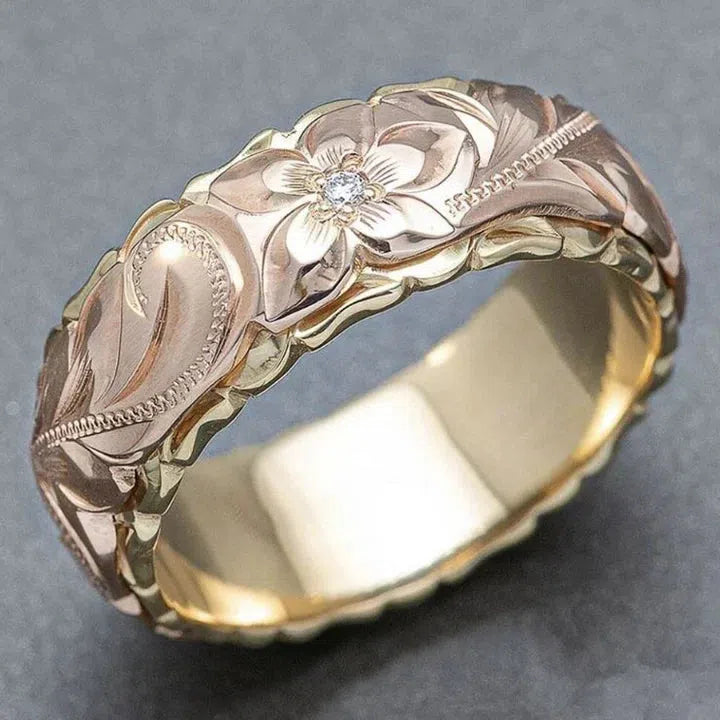 Vintage Rose Blomst Guld Ring