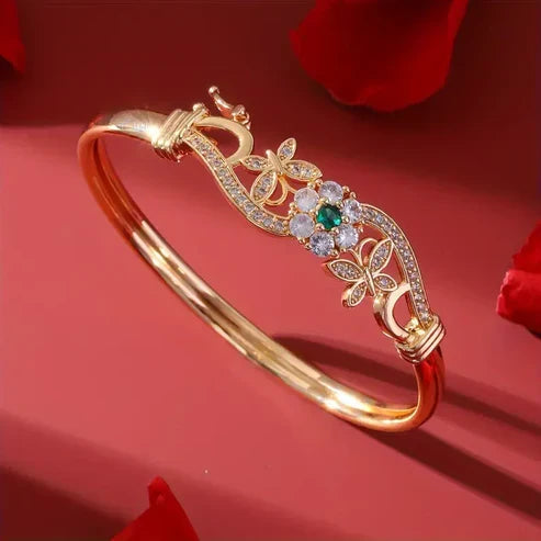 Zirkonia Guld Grøn Krystal Armbånd