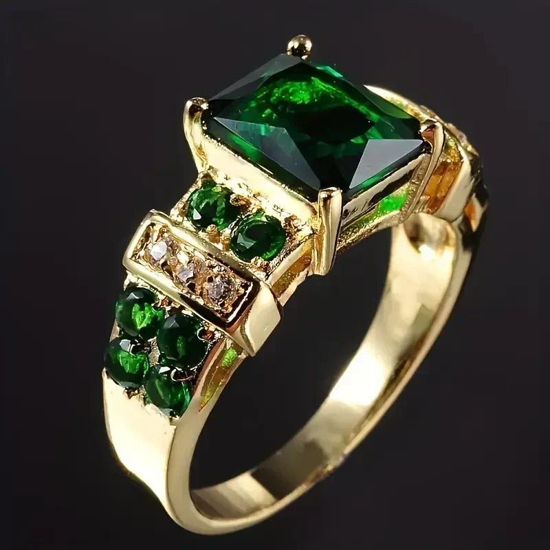 Guld Smaragd Multi-Stone Ring