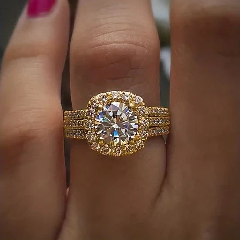 Lagdet Elegant Zirkonia Guld Ring