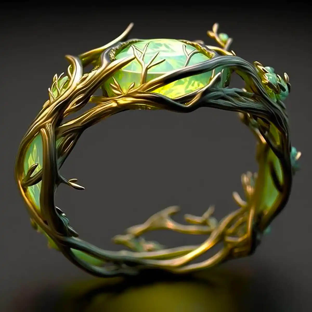 Grøn Opal Naturlig Ring