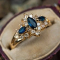 Elegant Blå Eksotisk Guld Ring