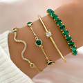 Vintage Grøn Zirconia Armbånd Sæt