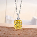 Elegant Gul Safir Radiant Cut Vedhæng Halskæde