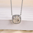 Elegant Halo Cushion Cut Vedhæng Halskæde