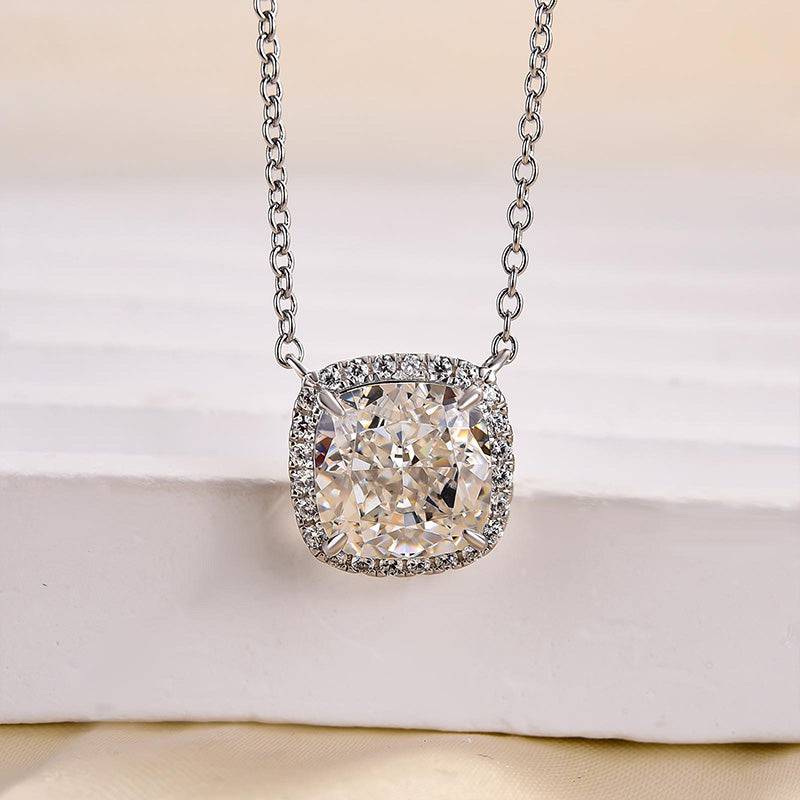Elegant Halo Cushion Cut Vedhæng Halskæde