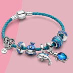 Ocean Style Armband + Charms inkluderet i læder og sølv