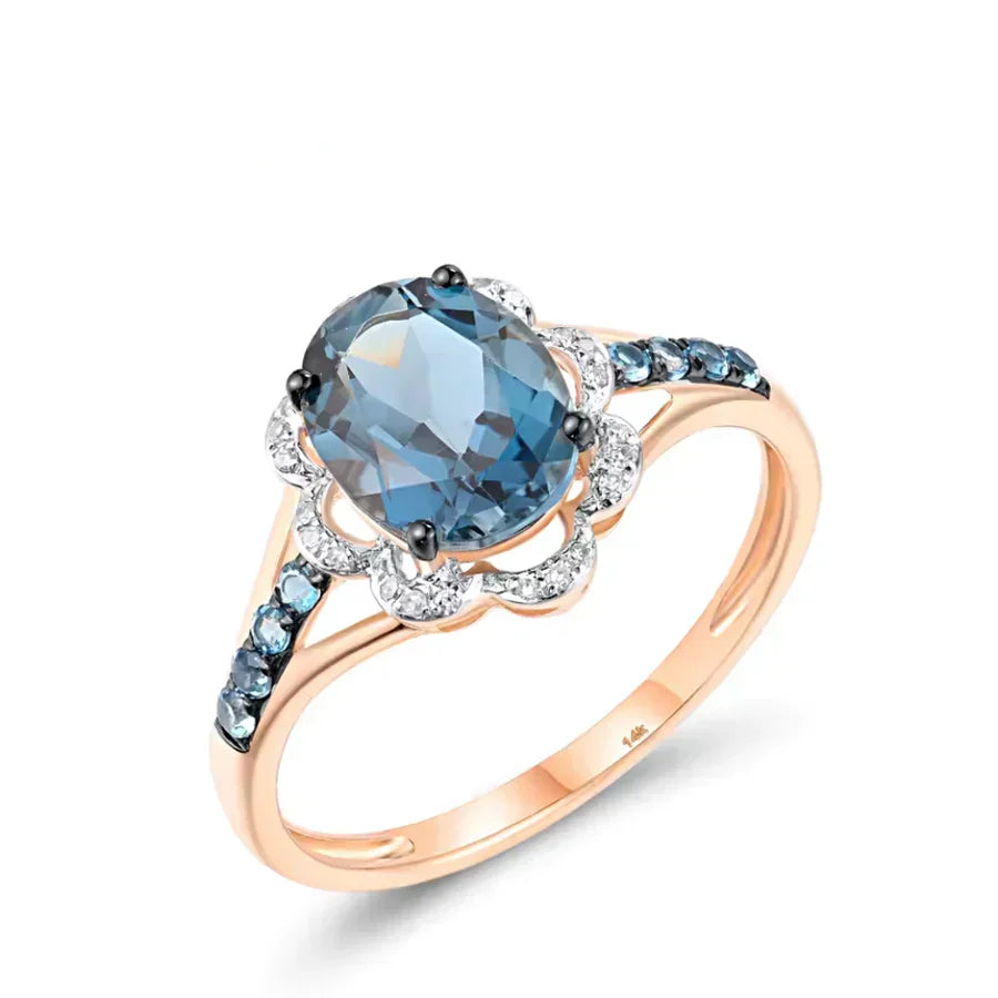 Blå Topaz Funklende Stenring