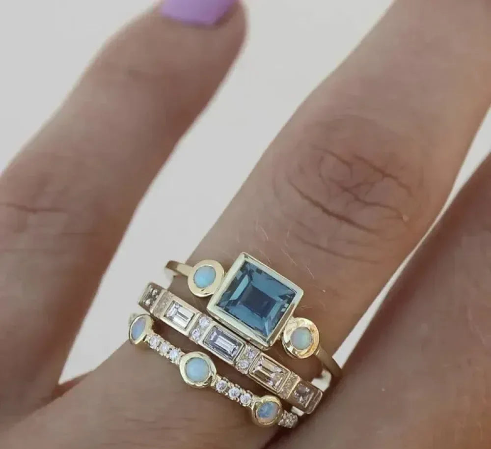 Vintage blå krystalring